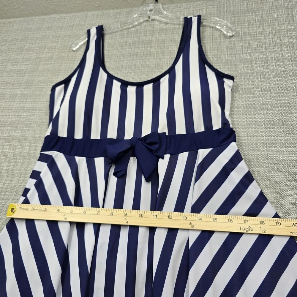 Danify Swimdress Womens 52 Blue White Striped Handkerchief Hem Bow Nautical - Picture 5 of 10